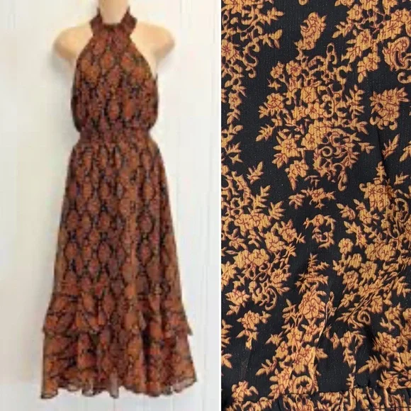 MINK PINK ✨ high neck halter sleeveless Floral Maxi Dress | Sz L - Picture 4 of 5